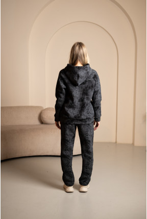 Теплый костюм серого цвета из турецкой тринитки на флисе, 7028