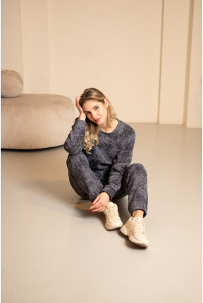 Теплий костюм сірого кольору із турецької тринитки на флісі, 7030