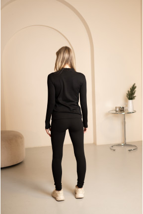 Костюм женский турецкий рубчик на флисе черного цвета, 7035