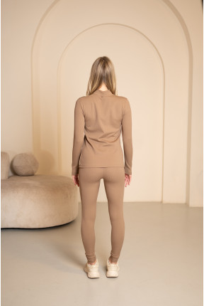 Костюм жіночий турецький рубчик на флісі бежевого кольору, 7036