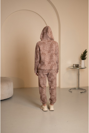 Женский теплый костюм на флисе с манжетами бежевого цвета, 7039