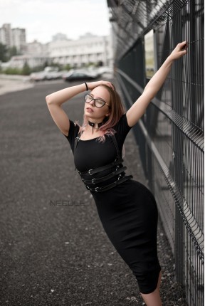 Портупея чорна трійна корсет на талію 202_1