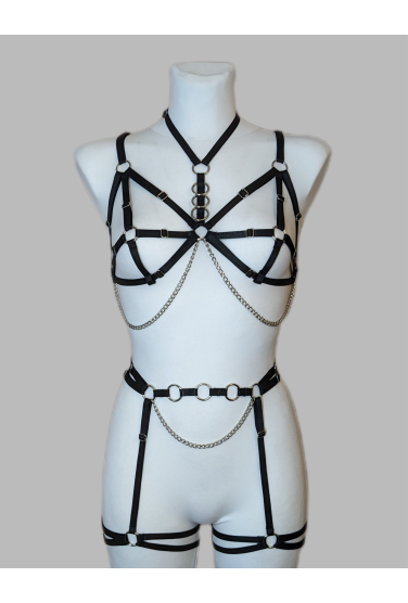 Комплект эластичных портупей белья гартера на все тело с цепочками 2102