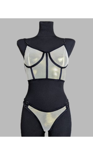 Білизна жіноча білого кольору напівпрозора на бретелях 2133