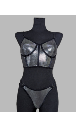 Білизна жіноча чорного кольору напівпрозора на бретелях 2134