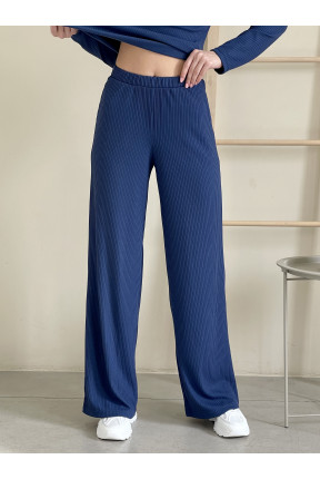 Штани кльош-палаццо в рубчик. Штани палаццо на резинці з двома кишенями.