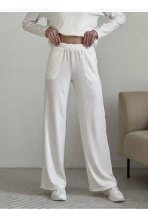 Штани кльош-палаццо в рубчик. Штани палаццо на резинці з двома кишенями.