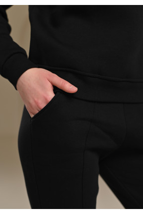 Теплий костюм на флісі на застібці  з манжетами на рукавах чорного кольору