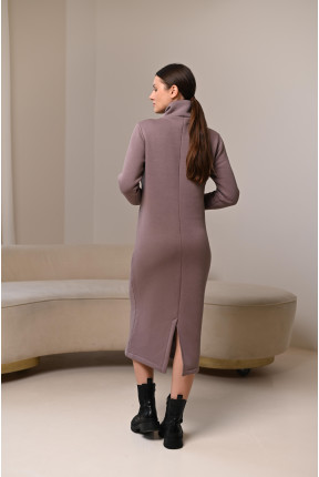 Теплое платье на флисе на молнии с манжетами цвета