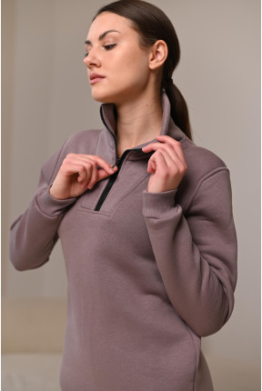 Теплое платье на флисе на молнии с манжетами цвета