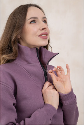 Теплый костюм на флисе на молнии с манжетами на рукавах лавандового цвета