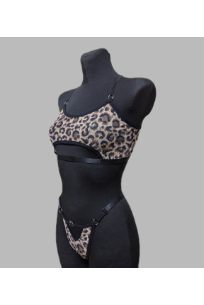 Комплект белья леопардового цвета топ и трусики 5451