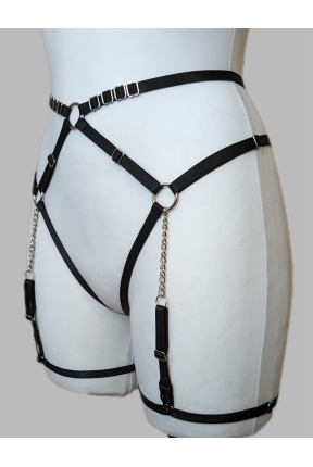 Портупея эластичная женская с цепочками открытая 2089