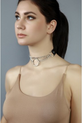 Чокер з ланцюжком і кільцем 10