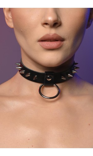 Чокер жіночий з шипами та кільцем 604