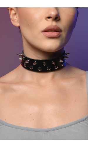 Чокер широкий жіночий з шипами 605