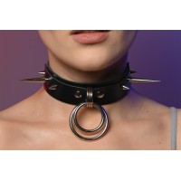 Чокер жіночий з шипами та подвійним кільцем 608