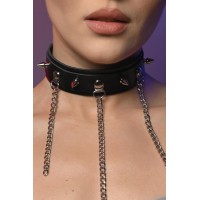 Чокер жіночий з шипами з довгими ланцюжками 612