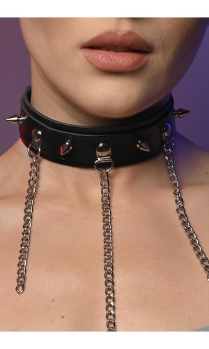 Чокер жіночий з шипами з довгими ланцюжками 612