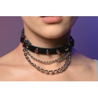 Чокер жіночий з шипами та ланцюжками 619