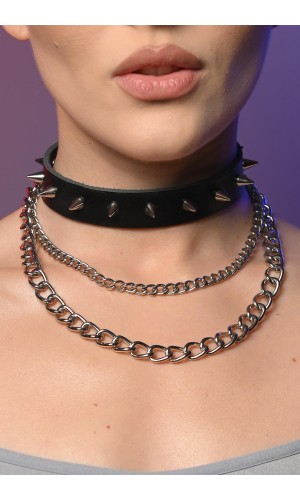 Чокер з ланцюгами жіночий з шипами 620