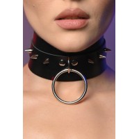 Чокер широкий жіночий з кільцем та шипами 624