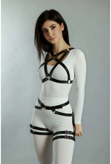 Набір портупея-бра і гартери на стегна # 170