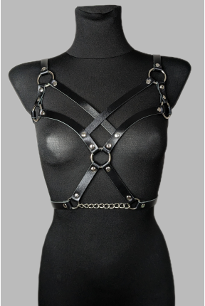 Портупея жіноча на груди та талію з ланцюжком та кільцями 2009