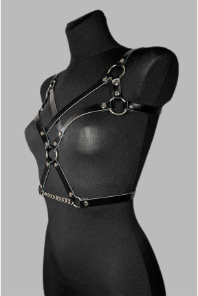 Портупея жіноча на груди та талію з ланцюжком та кільцями 2009