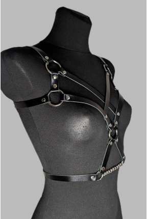 Портупея жіноча на груди та талію з ланцюжком та кільцями 2009