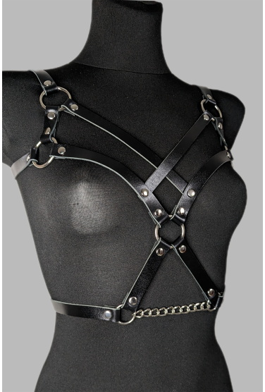 Портупея жіноча на груди та талію з ланцюжком та кільцями 2009