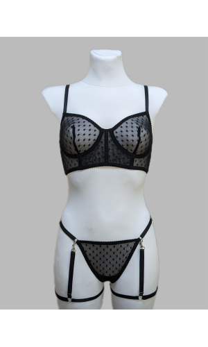 Комплект мереживної білизни жіночої напівпрозорої 2031