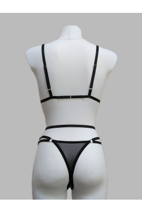 Комплект мереживної билизни з вишивкою квітами 2033