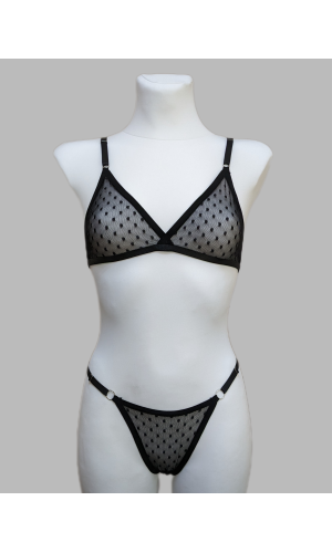 Комплект бюстгальтер трусики напівпрозорих на бретелях 2034