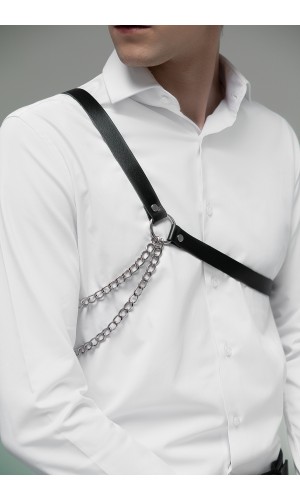 Портупея чоловіча на плече з кільцями та ланцюжками 468