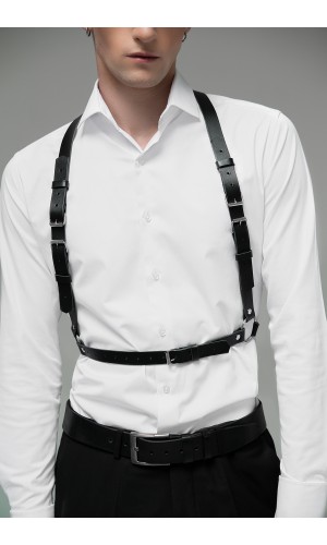 Чоловіча портупея з шкіряних ременів на талію та плечі 471